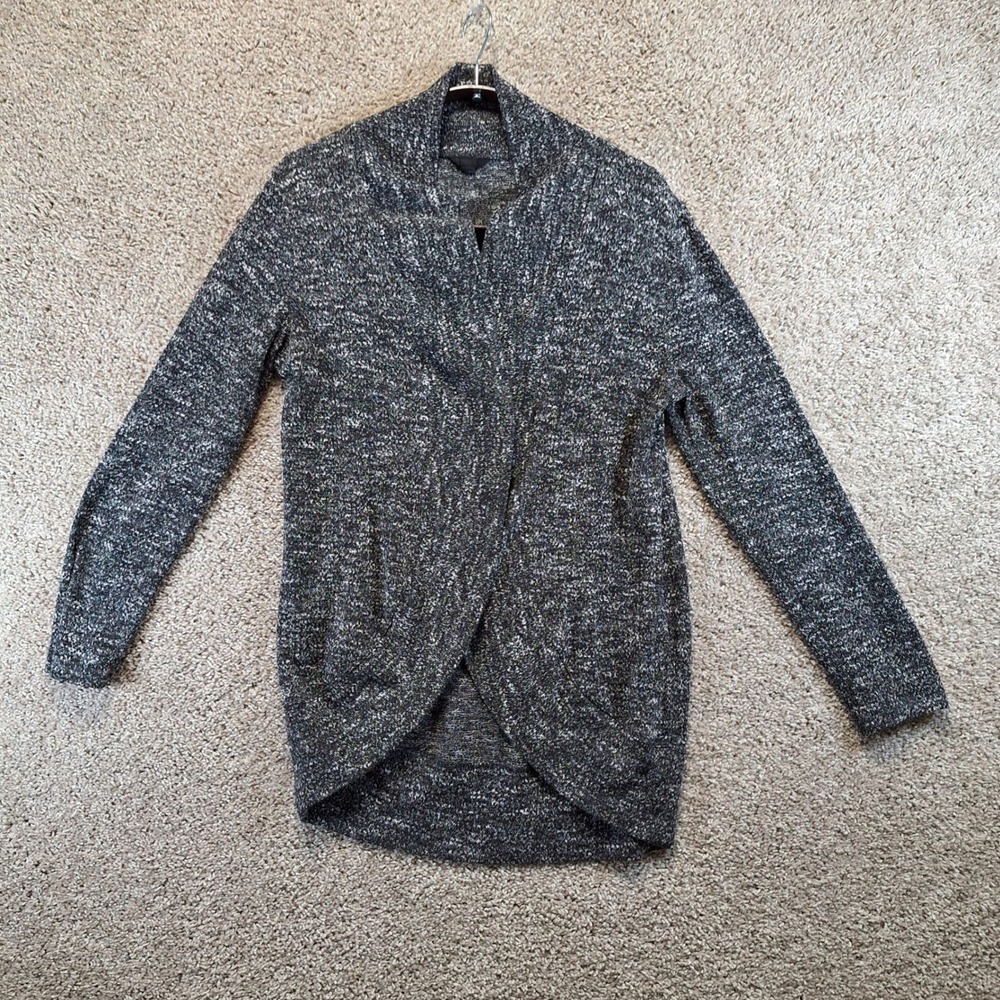 Aeropostale Cardigan Womens Medium Gray‎ Marled Open Front Wrap Knit Sweater